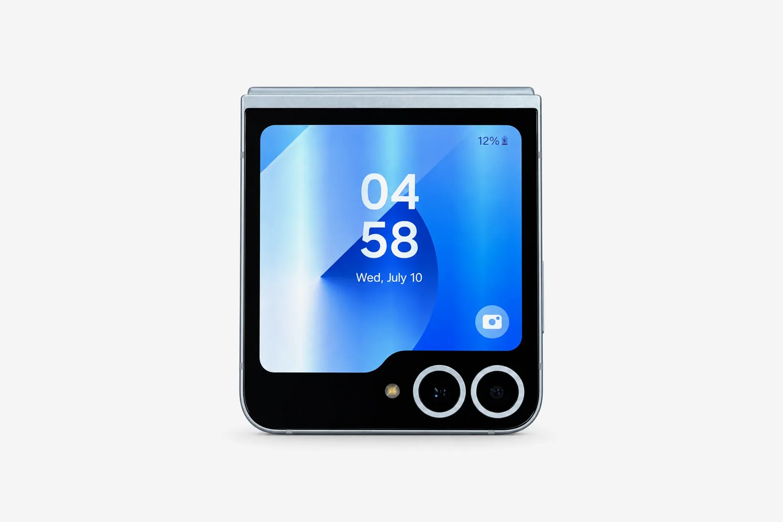 Zugeklapptes Samsung Galaxy Z Flip 6 mit eingeschaltetem Außendisplay